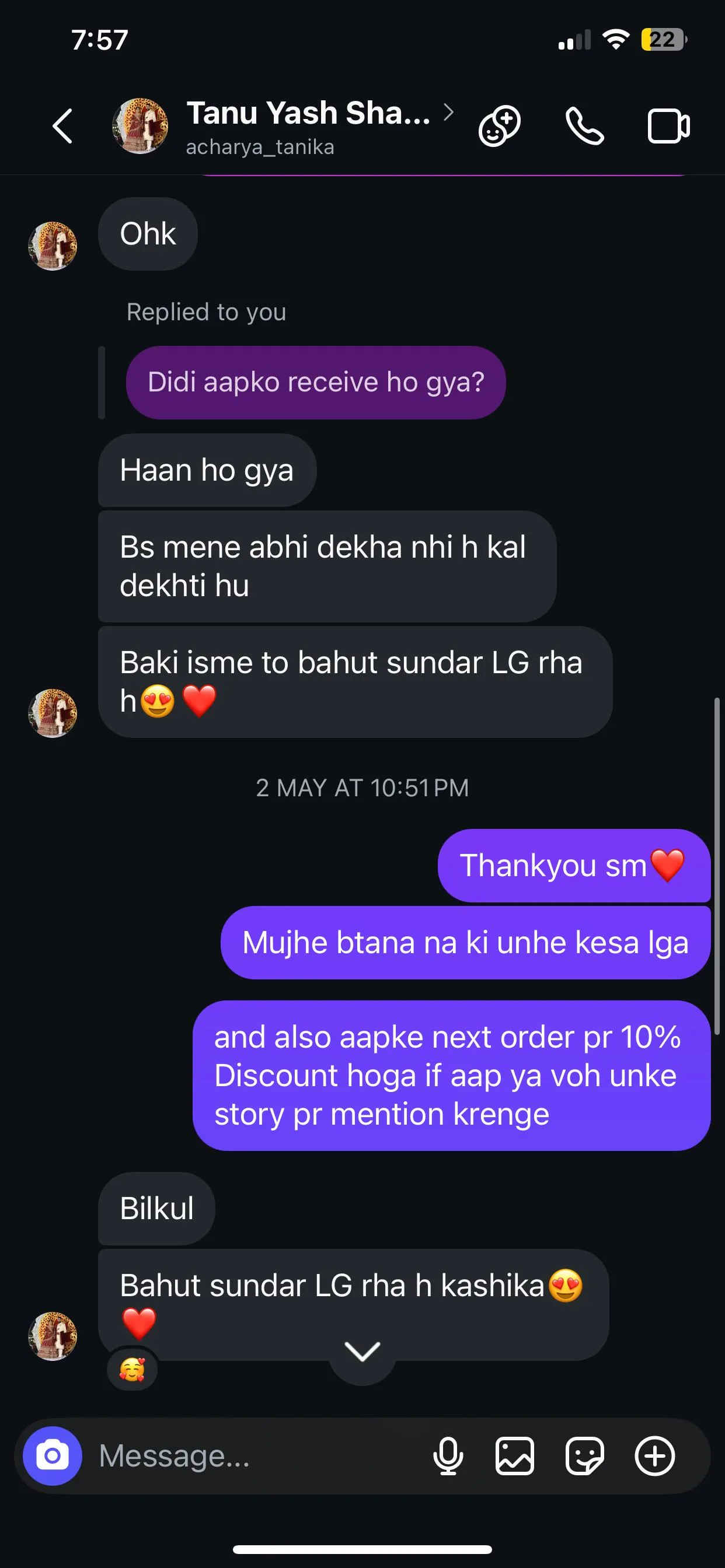 Instagram Customer Review